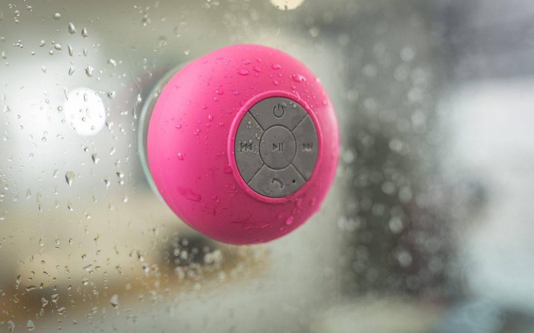 Pink waterproof portable Bluetooth speaker